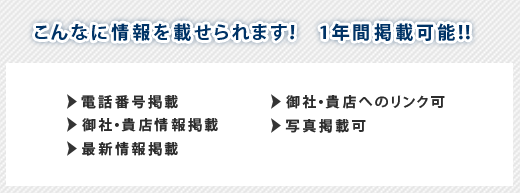 こんなに情報を載せられます！　1年間掲載可能！！